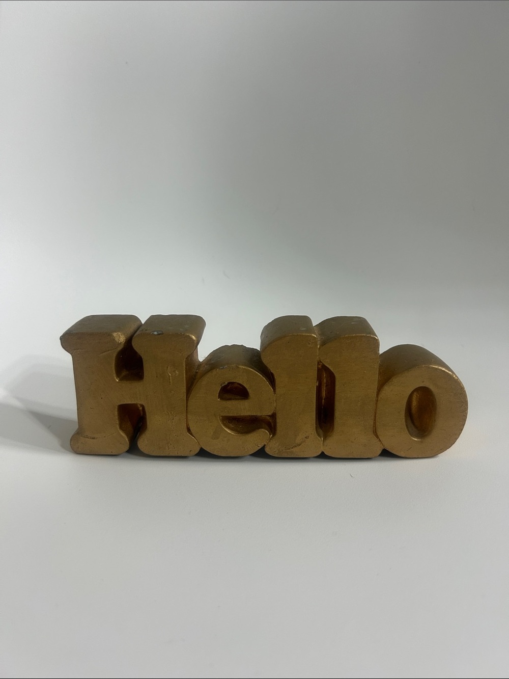 Gold "Hello" Heavy CeramicDecorative Accent - Home Art
